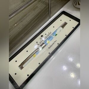 kate spade White Floral Ballpoint Pen with Blue & Yellow Accents